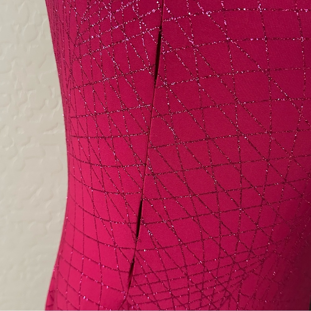 🔴CLEARANCE NEW JOVANI SZ 6 MAGENTA SHIMMER ONE SHOULDER FORMAL EVENING GOWN - Picture 14 of 16